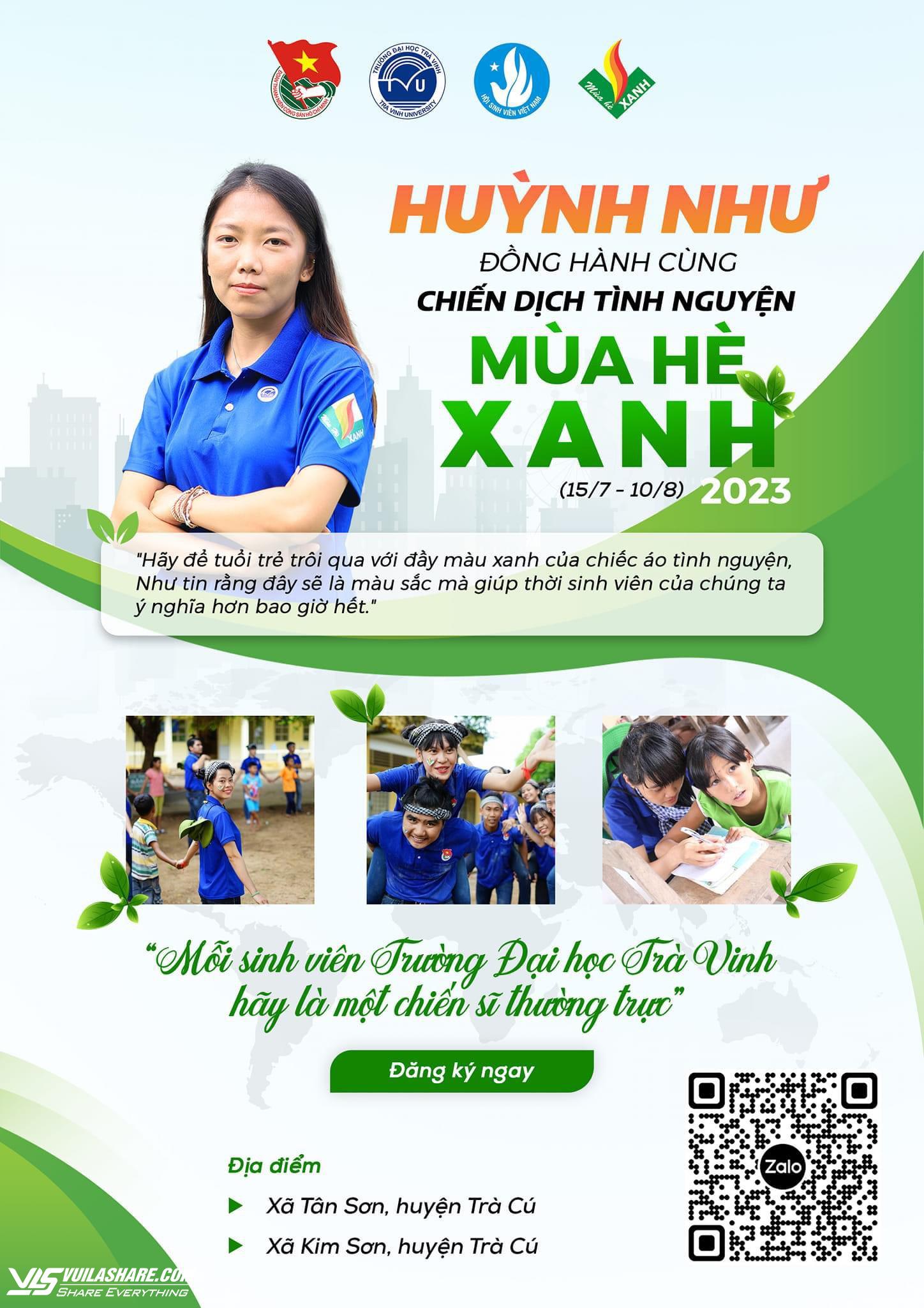 Huỳnh Như là đại sứ chương trình Mùa hè xanh của Trường ĐH Trà Vinh