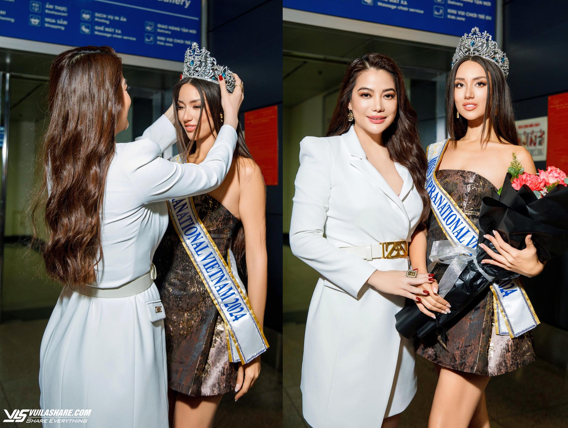 Trương Ngọc Ánh tiễn Lydie Vũ sang Ba Lan 'chinh chiến' Miss Supranational 2024- Ảnh 1.