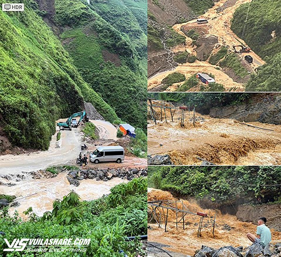 Trận mưa lũ lịch sử khiến tuyến đường chính xuống sông Nho Quế, vào 3 xã biên giới Thượng Phùng, Xín Cái và Sơn Vĩ bị chia cắt tới 3 ngày vào đầu tháng 6 vừa qua Ảnh: NHCSXH