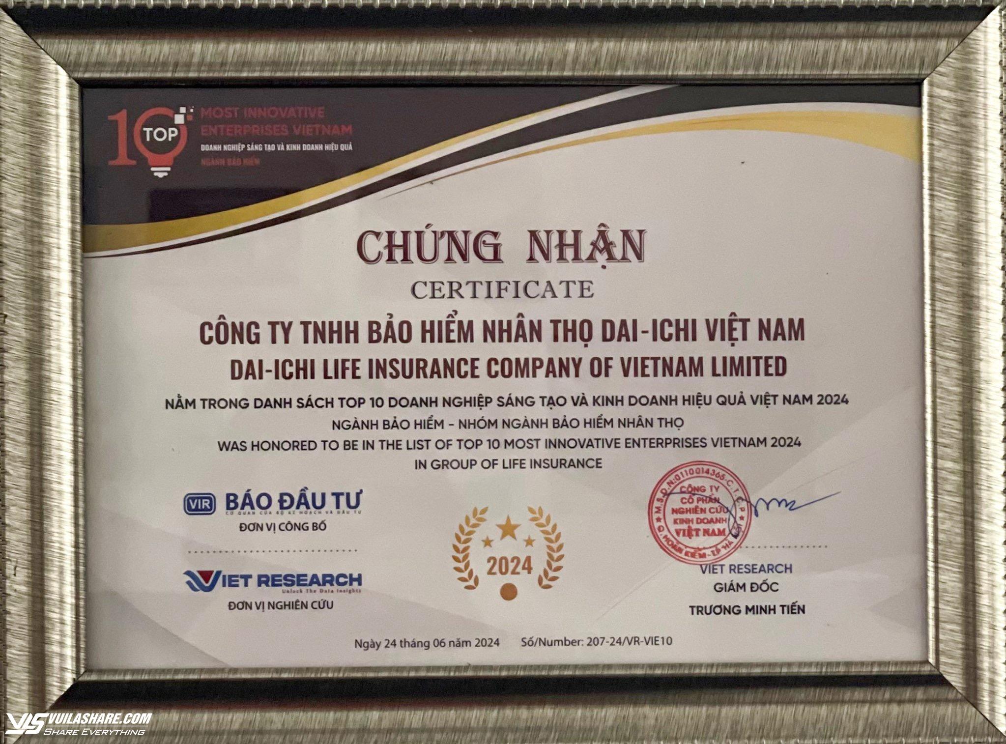 Dai-ichi Life Việt Nam vinh dự nhận hai giải thưởng lớn năm 2024- Ảnh 2.