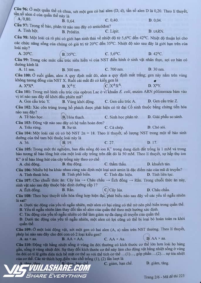 Thi tốt nghiệp THPT 2024: Đề chính thức môn sinh học- Ảnh 2.