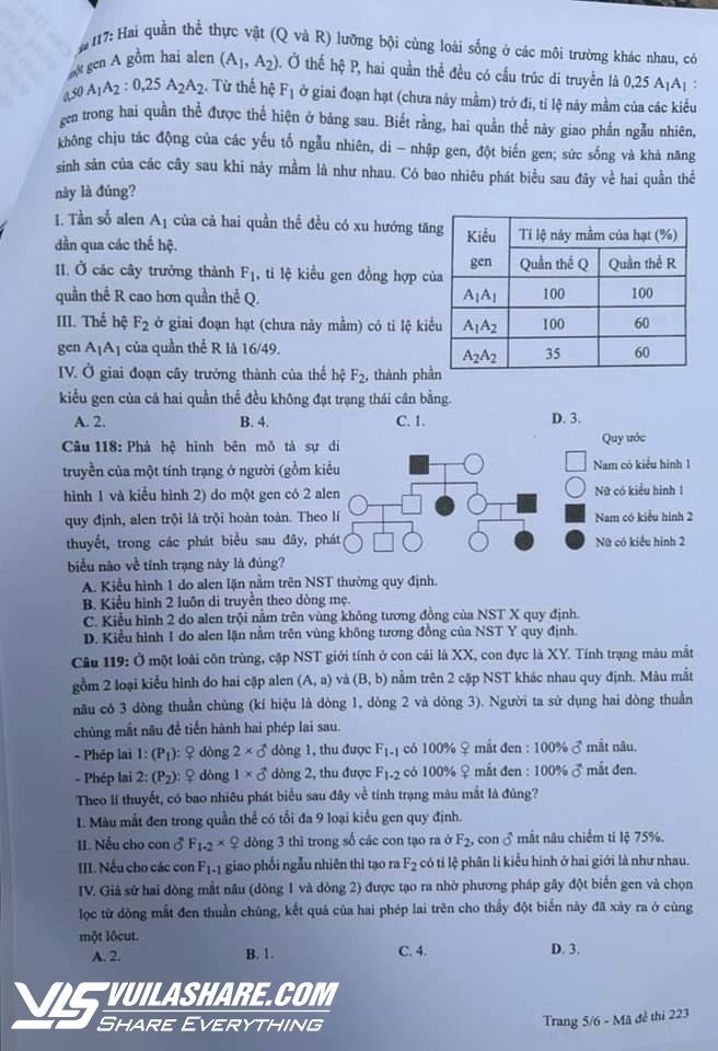 Thi tốt nghiệp THPT 2024: Đề chính thức môn sinh học- Ảnh 5.